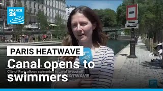 YouTube video thumbnail: Iconic Paris Canal Opens to Swimmers as Residents Seek Ways to Cope With Heatwave