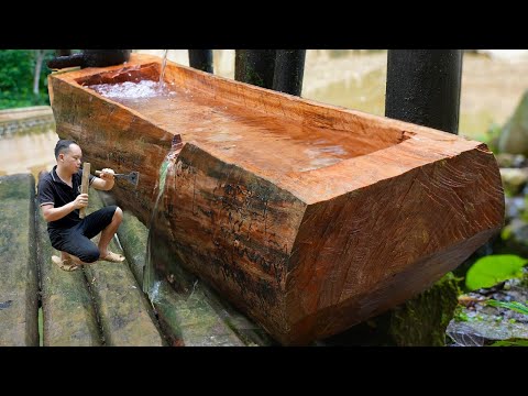 Make a big Wooden Water trough, Harvest Corn in the Garden