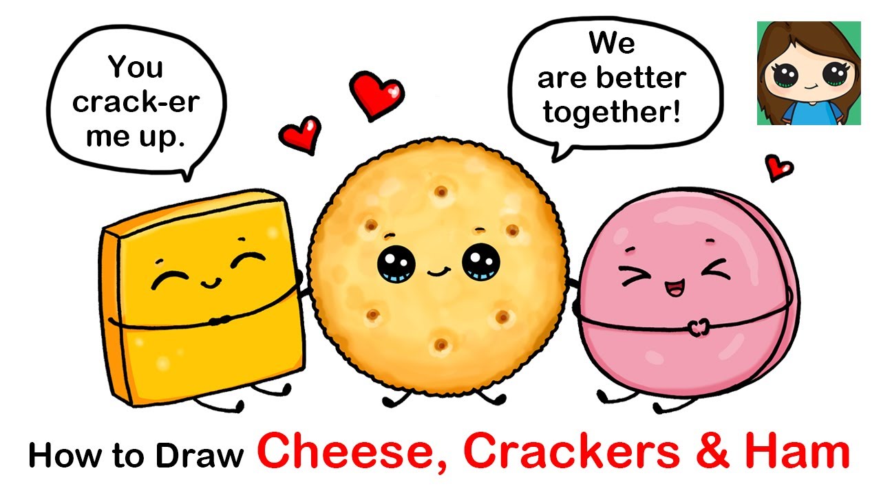 How to Draw Cheese and Crackers and Ham Snack