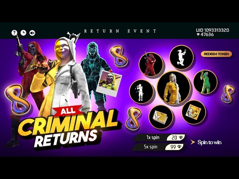 Ob49 100% All Criminal Bundle Return 💥| All Elite Pass Bundle Return Free Fire | Free Fire New Event