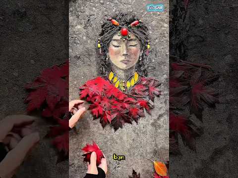 Chàng trai dùng những chiếc lá khô tạo ra bức tranh đẹp dành tặng cô bạn thân
