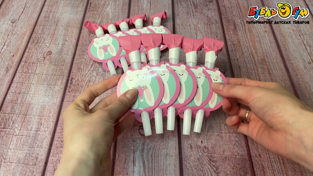 Набор дудочек-язычков Моя зайка 10шт 10см - видео
