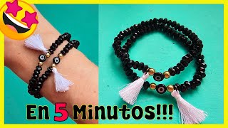🤩 PULSERA ELASTICA de Cristales 🌼PULSERAS de NYLON #hechoamano