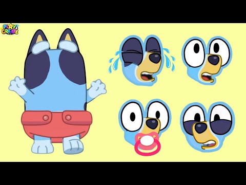 Baby Bluey & Baby Bingo - Make a Face Stickers! Bluey DIY Activity