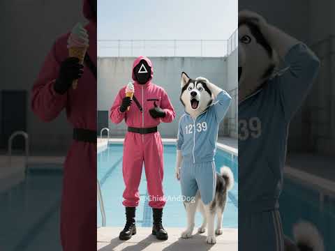 The chick vs The husky for guard‘s Ice Cream!  #funny