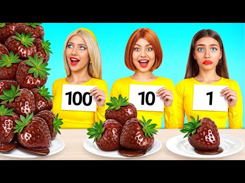 Tantangan 100 Lapis Makanan | Situasi Lucu dengan 1 vs 100 Lapis Makanan oleh X-Challenge