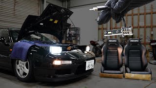 NSXの約30年前の純正ハロゲンを最新式のLEDにしてみたら...ついでにRECAROを入れる