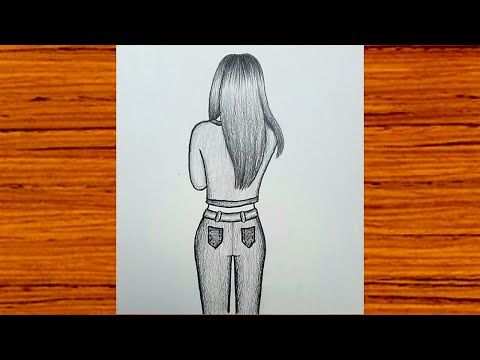 رسم سهل||رسم فتاة شعرها طويل من الخلف||تعلم رسم فتاة بالرصاص للمبتدئين