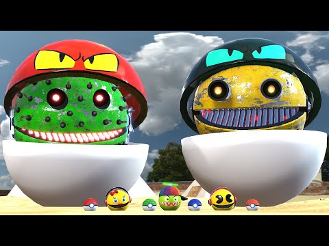 ROBOT PACMAN VS MONSTER PACMAN USE POKEMON NEW fun ADVENTURE PACMAN POKEMON ..1