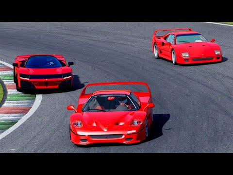Ferrari F80 2026 vs Ferrari F50 vs Ferrari F40 at Mugello GP