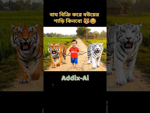 সামনে দুর্গাপূজা, বাঘ বেচে এবার বউয়ের শাড়ি কেনার আয়োজন!🐯😂 #shortsfeed #veo3