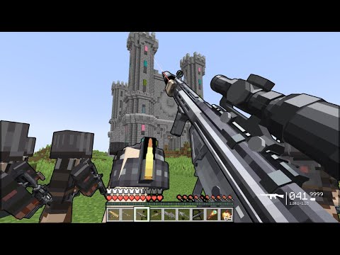 MODERN ARMY ATTACKS PILLAGER CASTLE USING MODERN WEAPONS AND MORTARS IN MINECRAFT