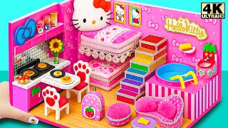 DIY Miniature Hello Kitty Dollhouse 🧸💝 | Full Dollhouse Setup with Bunk Bed and Cute Pool for Two