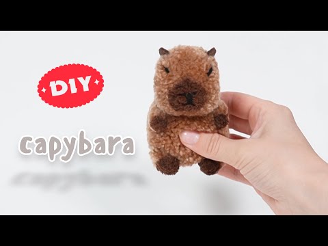 Diy Cute Capybara Yarn Pom Pom 🧶  How to make Capybara from Yarn