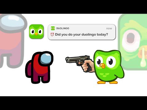 Mini Crewmate Kills Duolingo Characters | Among Us