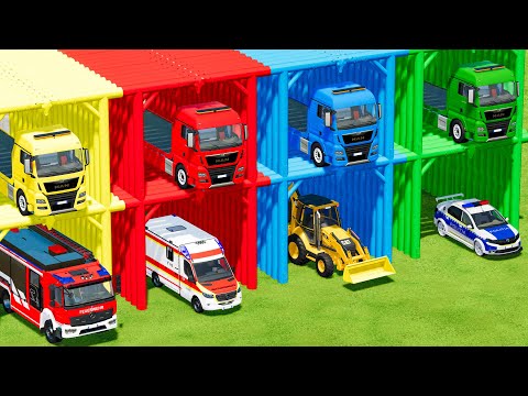 police of colors ! farming simulator 22 police cars fire truck ambulance