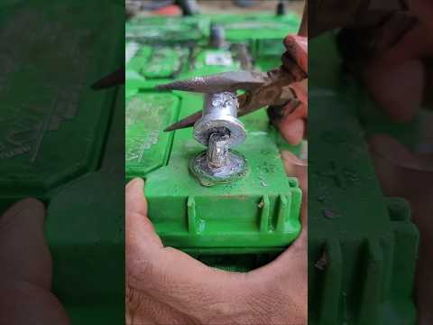The damaged battery head isrepaired. #Battery #Repair