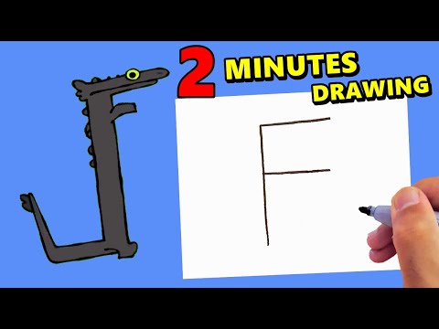 Toothless Dancing Meme easy Drawing with letter F in just 2 minutes