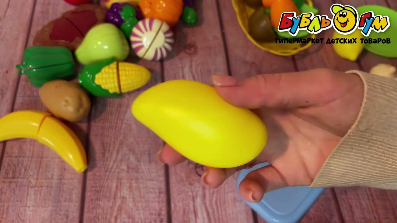 Набор овощей и фруктов на липучках 29предметов - видео