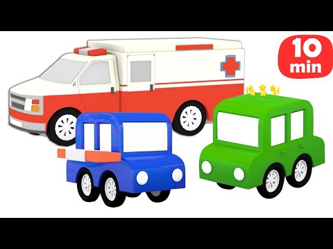 Çizgi film - 4 küçük araba - Vinç ve Ambulans! Çocuklar için eğitici dizi - ÖZEL BÖLÜM