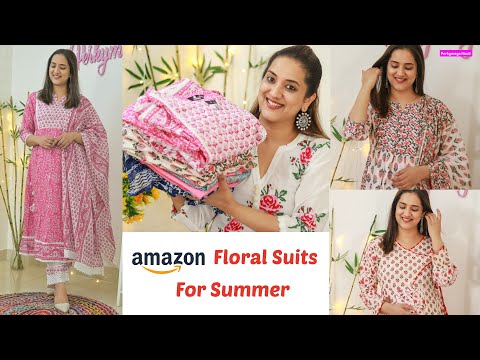Amazon Floral Kurtis Suits Haul under 1000 Rs  Summer floral Suits kurtis  Perkymegs Hind