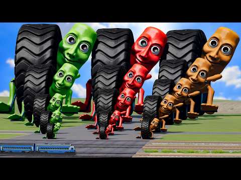 Big & Small Monowheel whith Tung Tung Tung Sahur vs Trains | BeamNG.Drive