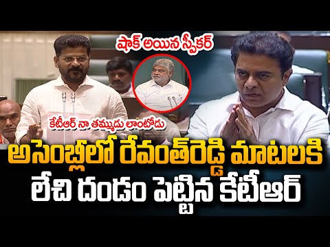 అసెంబ్లీలో రేవంత్ రెడ్డి మాటలకు చేతులెత్తి దండంపెట్టిన కేటీఆర్ | Revanth Reddy About KTR at Assembly