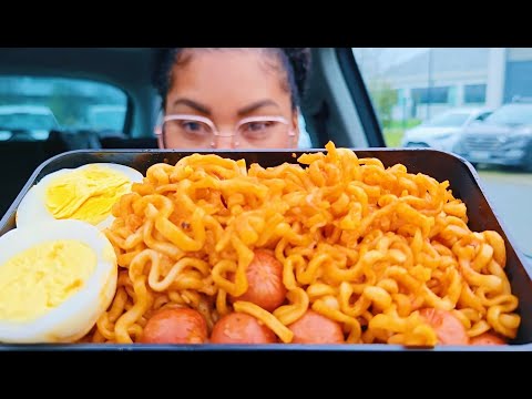 CHEESY BULDAK, SAUSAGES BALLS, SALAD MUKBANG