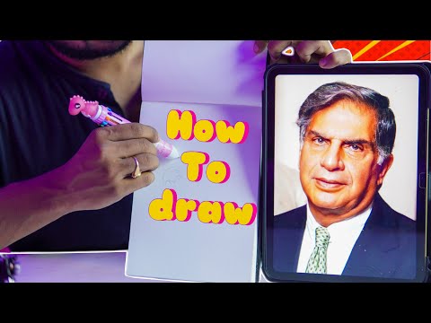 Drawing with 10 in 1 Pen | Ratan Tata Drawing tutorial 🙏✍️