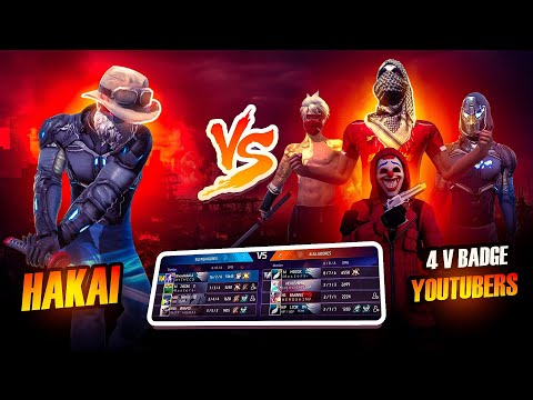 Hakai vs 4 Old V-BADGE Youtubers 🔥|| MVP☠️تحدي ضد يوتوبرز الشراكة 🥷