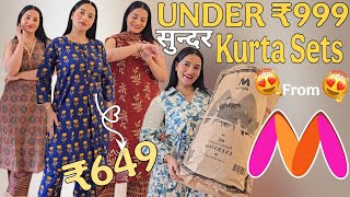 #myntrafinds *15 GORGEOUS PRODUCTS* Under ₹999🔥😱Best MYNTRA Pinteresty Kurta Sets Haul *MYNTRA HAUL*