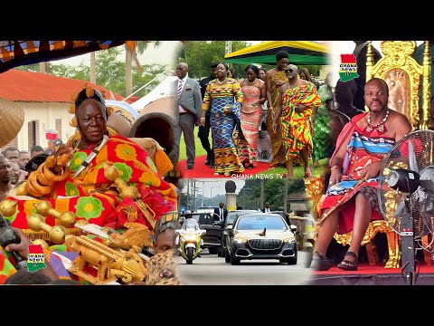 Otumfour rides in Palanquin, King Mswati III rides in Maybach & sits on Pure Gold Throne at Manhyia