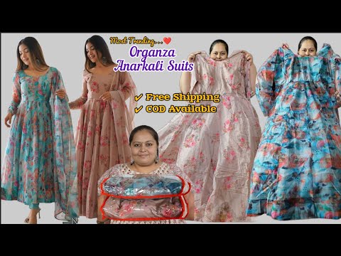 Organza Anarkali Dress/Festive Outfit Haul/Floral Organza Anarkali @Navnitcreation