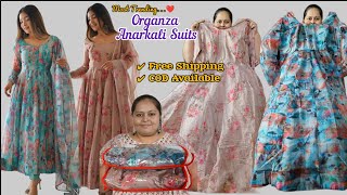 Organza Anarkali Dress/Festive Outfit Haul/Floral Organza Anarkali @Navnitcreation