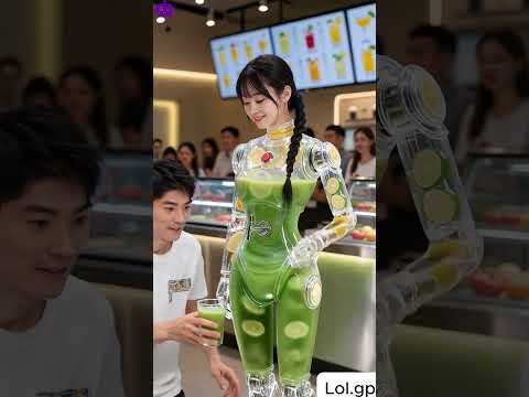 Fresh Lemonade Dispenser Robot #futuristic #robot #technology #humanoid #lemonade  #café  #AI