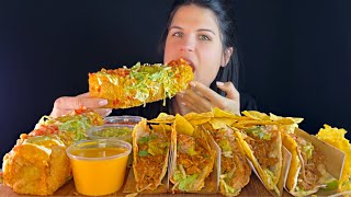 CRISPY CHEESE TACOS & GIANT CHIMICHANGA | MUKBANG | ASMR | EATING SOUNDS