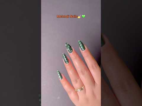 Easy NailArt Design For Mehndi💚 without tool✨💅#shorts #nailart #nails #naildesign #youtubeshorts