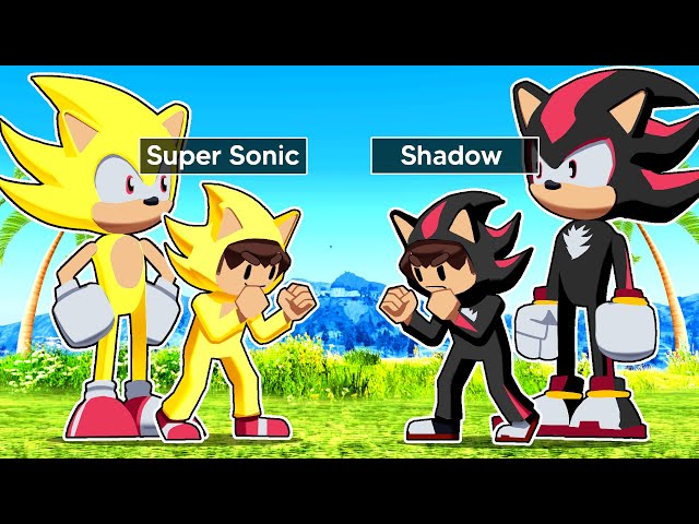 SUPER SONIC Vs SHADOW Family In GTA 5!