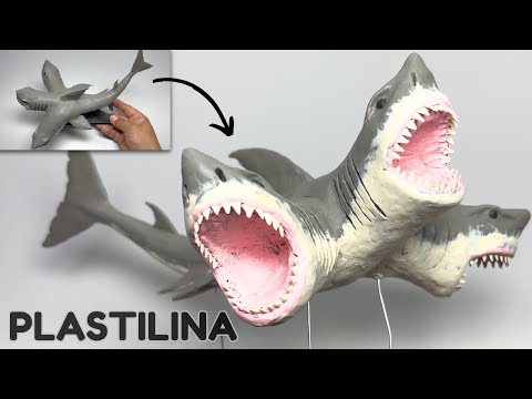 Como hacer un TIBURON DE 3 CABEZAS de Plastilina paso a paso - Mi mundo de Plastilina