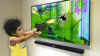 Kid SHOOTS $4000 TV over Fortnite.. (RAGE)
