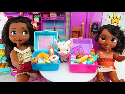 MOANA 2 y SIMEA 🌸🌊 Preparo el DESAYUNO y las LONCHERAS para la ESCUELA - Vídeos Divertidos de Vaiana