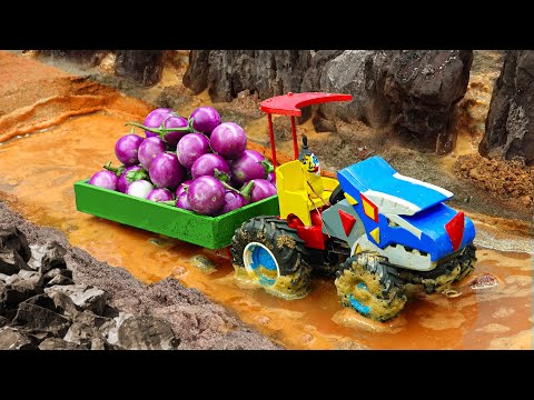 Diy mini making tractor Transporting Agricultural | rescue diy tractor stuck in mud | HP Mini