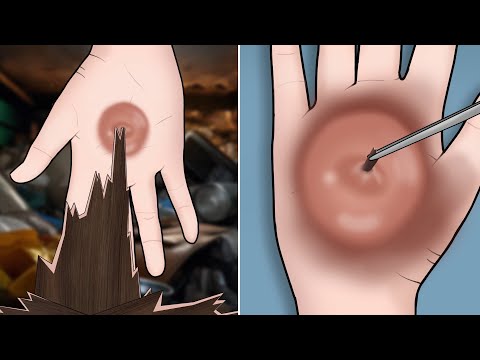 ASMR Remove Huge Splinter from Homeless girl palm Animation