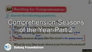 Comprehension-Seasons of the Year-Part 2