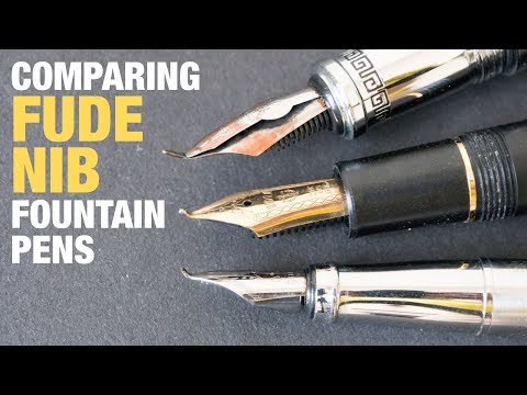 Comparison of Fude nib fountain pens for drawing