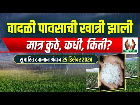 वादळी पावसाची खात्री झाली मात्र कुठे, कधी, किती ? ।  २५  डिसेंबर २०२४  #हवामानअंदाज