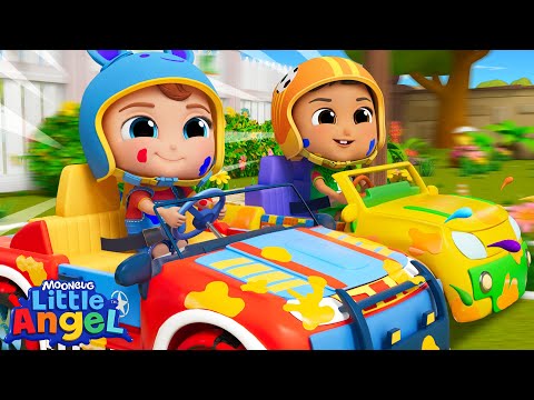 Fun Messy Paint Race! | Little Angel Kids Songs & Nursery Rhymes