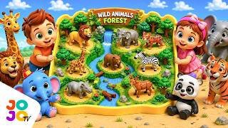Learn Wild Animal Names & Sounds 🦁🐘🐯 | Cute Baby Animals Forest Toy Set | Kids Learning