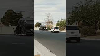 2 Tesla cyber trucks on a tow truck.# Teslacybertruck