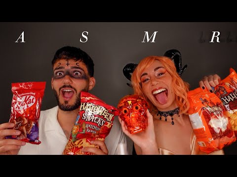 ASMR COMIENDO DULCES DE HALLOWEEN 🎃🖤🧡 ASMR Relajante en Español